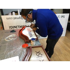 Işıklı Ahşap Tabela - Fırça Yazısı