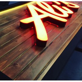 Işıklı Ahşap Cephe Tabelası