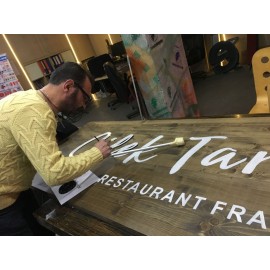 Fırça Yazısı Ahşap Cephe Tabelası