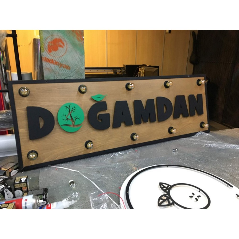 Ampullü Retro Cephe Tabela