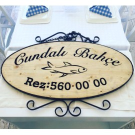 Cundalı Bahçe tabela, wood sign